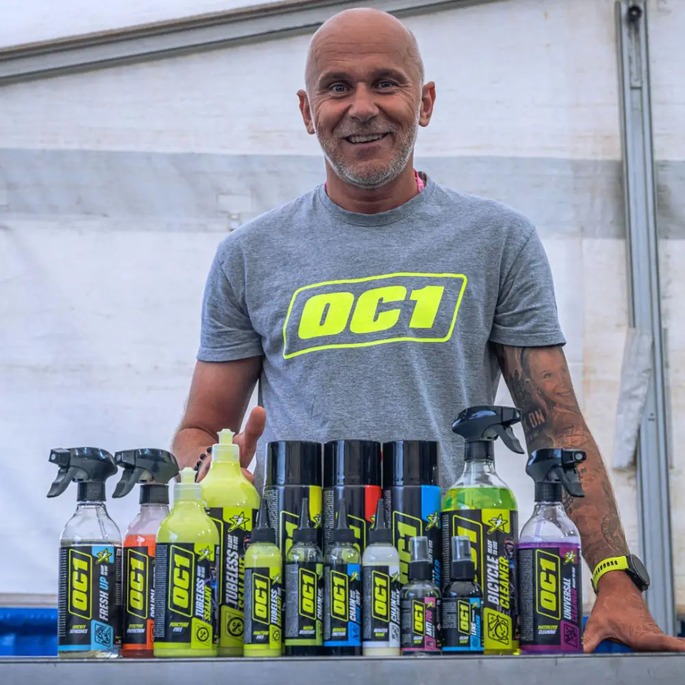 Tomasz Banaszak with the full OC1 range at an event stand